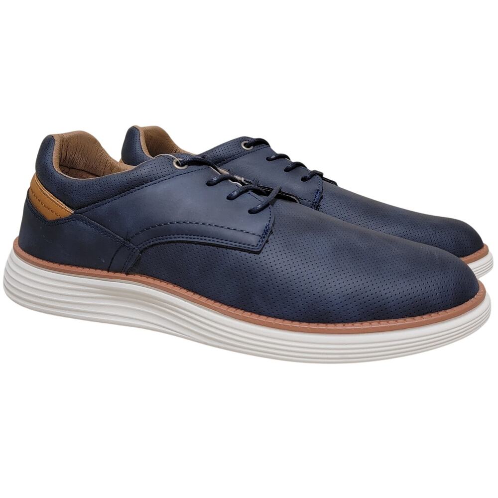Akademiks Men Dayton Casual Oxford Sneakers Size US 12M Navy Blue Faux Leather
